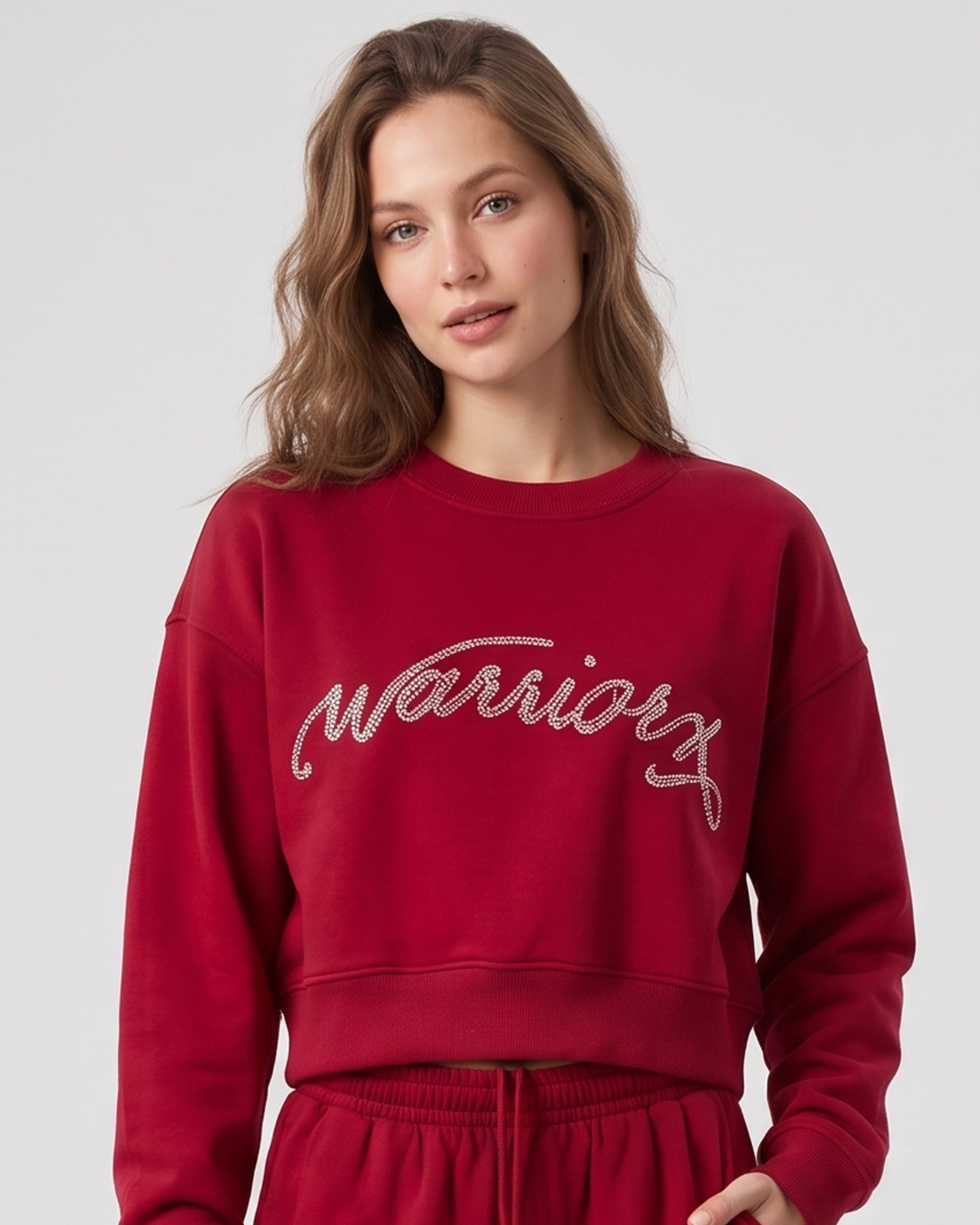 WarriorX Crystal Script Crop Sweatshirt