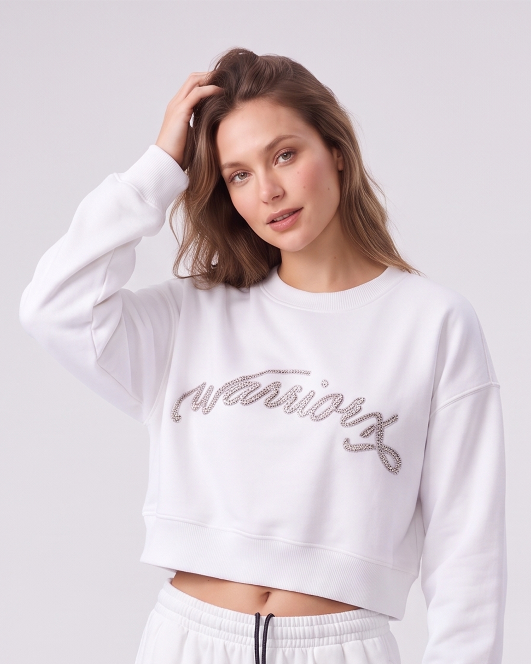WarriorX Crystal Script Crop Sweatshirt