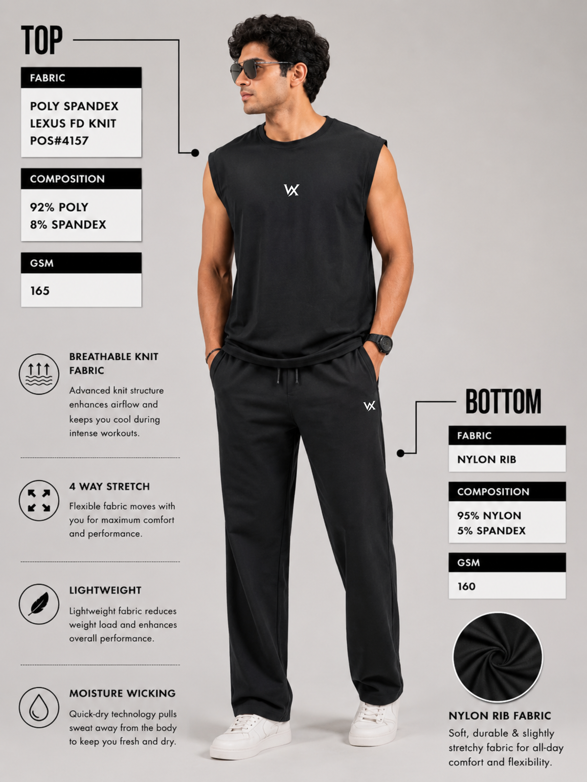 DAY-16 GYM OUTFIT FOR MENS WITH TSHIRT & VEST (SET OF 3)