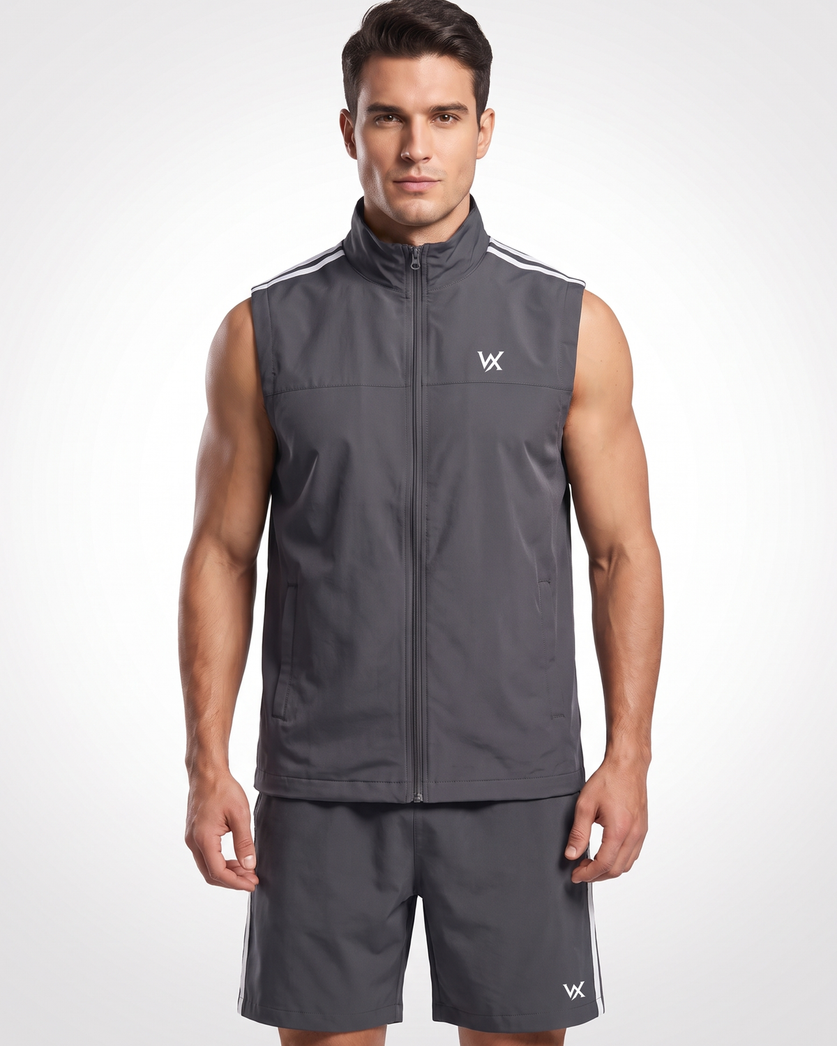 WarriorX Men’s Zip-Up Training Vest & Shorts Set