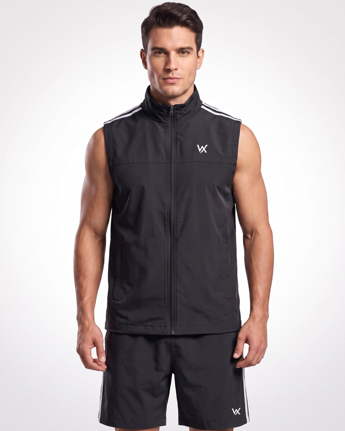 WarriorX Men’s Zip-Up Training Vest & Shorts Set
