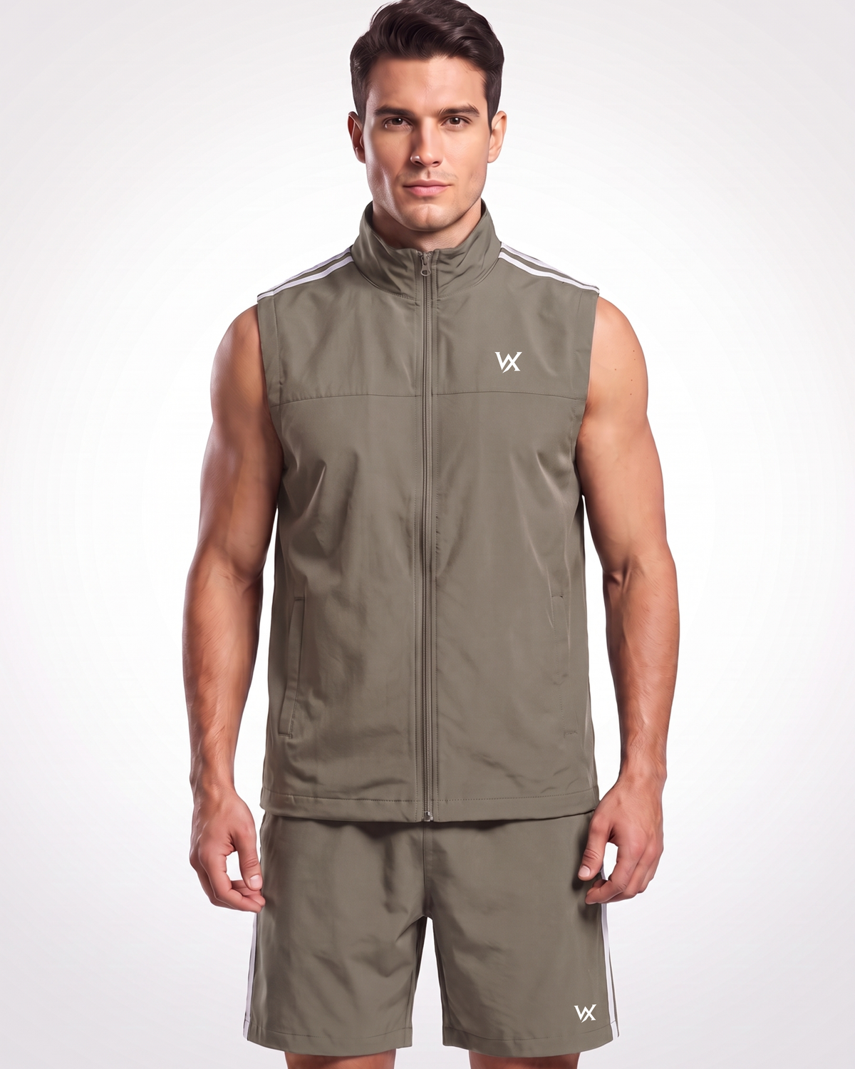 WarriorX Men’s Zip-Up Training Vest & Shorts Set