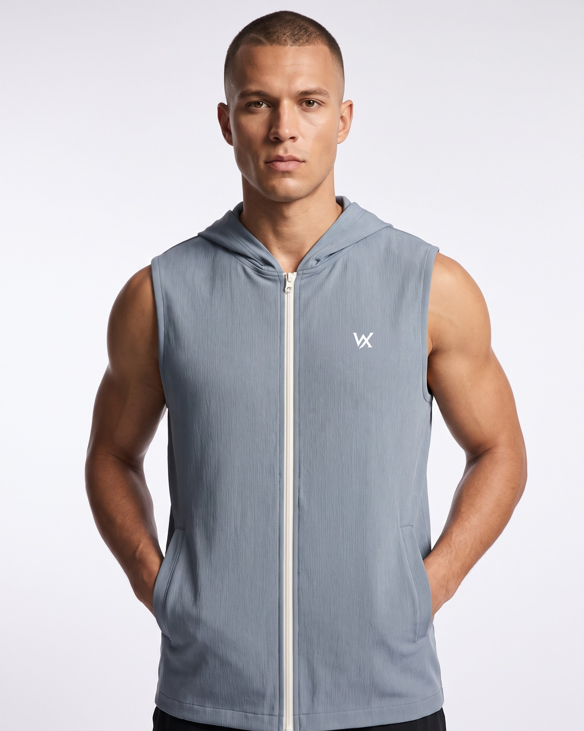 WarriorX Men’s Performance Sleeveless Zip-Up Hoodie Vest