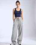 Women's Athleisure Cropped Tank & Grey Wide Leg Sweatpants