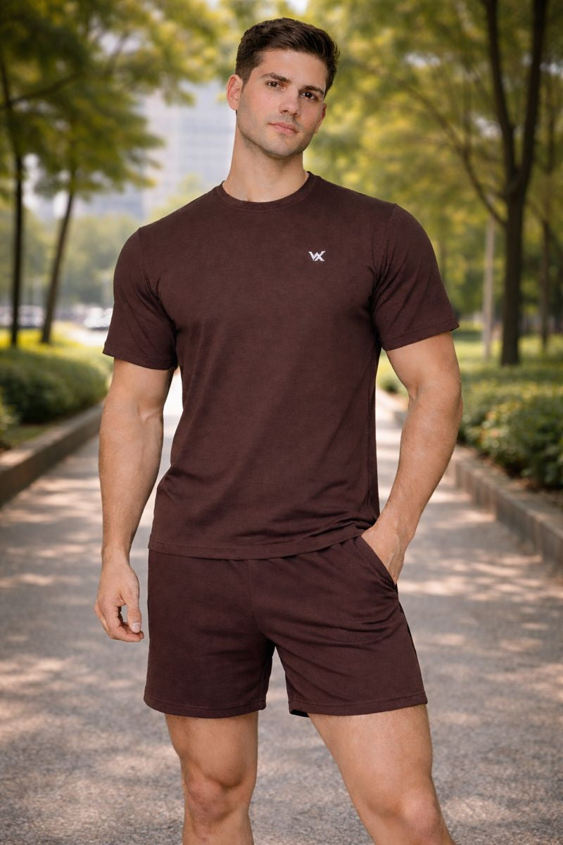 WarriorX Men’s Performance Fit Cotton Lycra Shorts & T-shirt Cordset