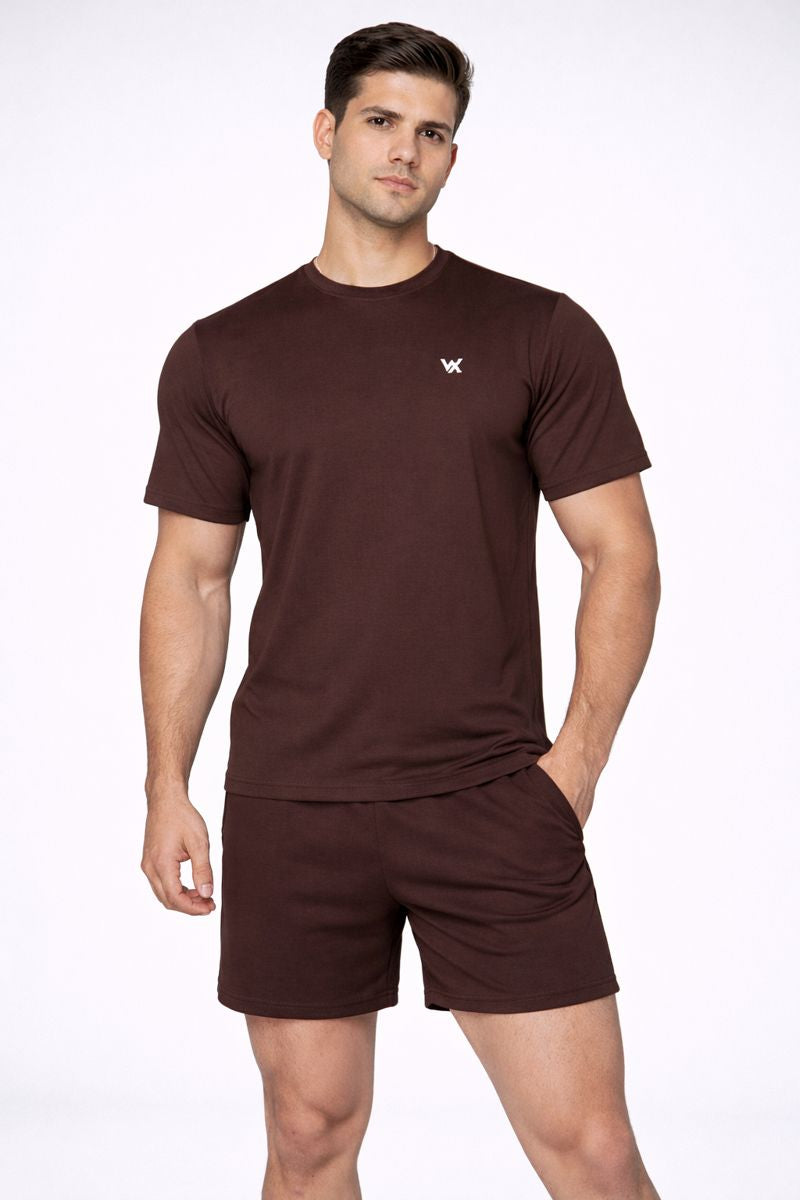 WarriorX Men’s Performance Fit Cotton Lycra Shorts & T-shirt Cordset