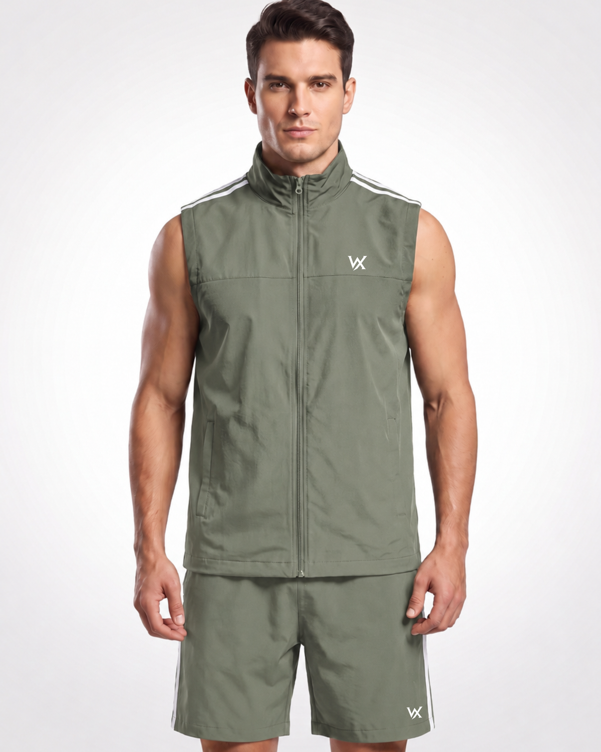 WarriorX Men’s Zip-Up Training Vest & Shorts Set