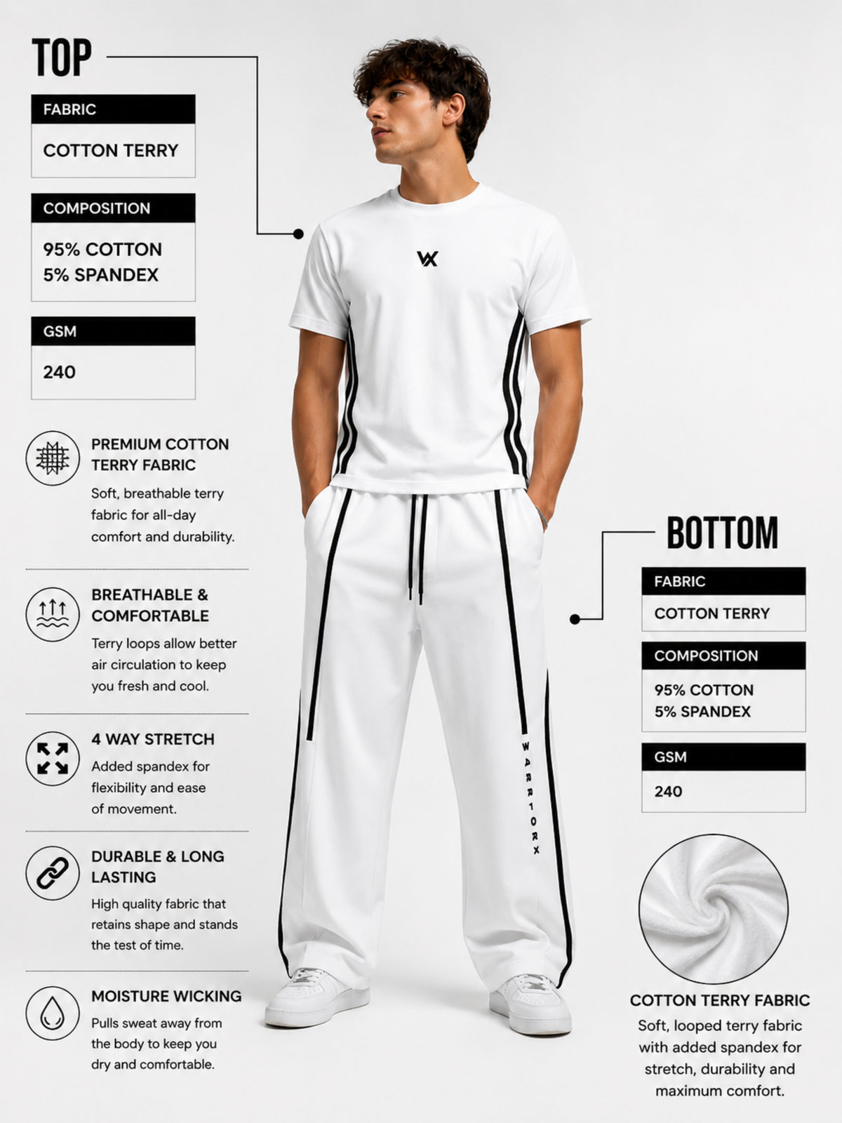 mens Linear Monochrome Cordset
