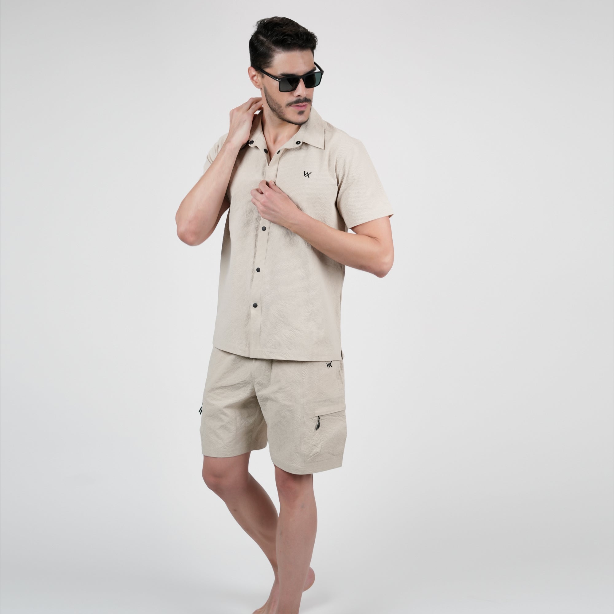 WarriorX Premium Nylon  Beige Co-ord Set for Men 2