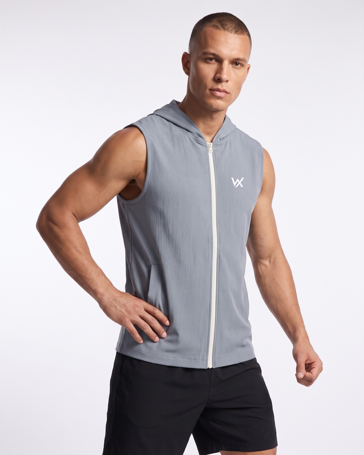 WarriorX Men’s Performance Sleeveless Zip-Up Hoodie Vest