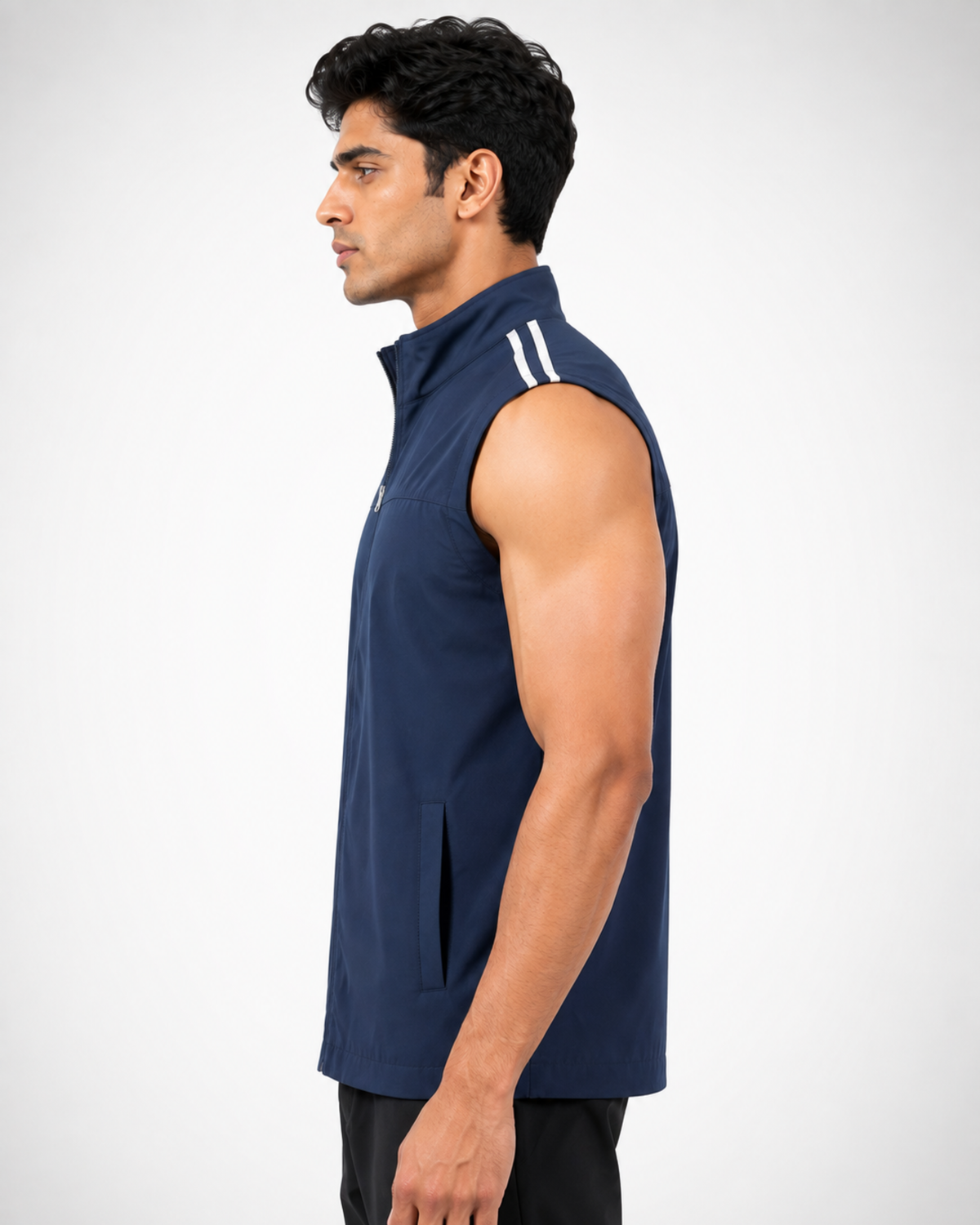 WarriorX Men’s White Sleeveless Zip-Up Gym Training Vest