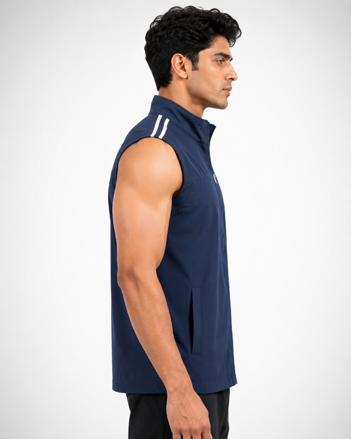 WarriorX Men’s White Sleeveless Zip-Up Gym Training Vest