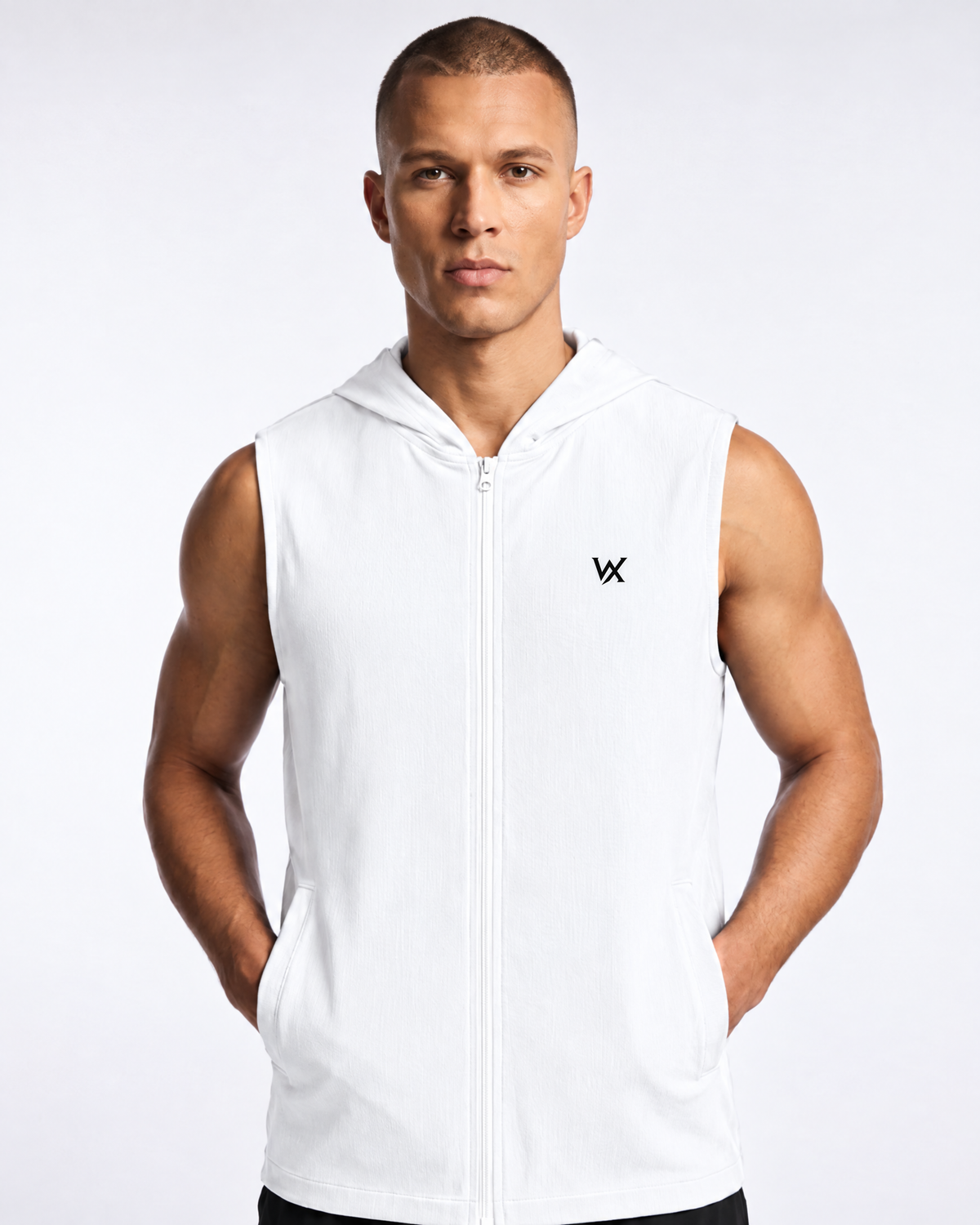 WarriorX Men’s Performance Sleeveless Zip-Up Hoodie Vest