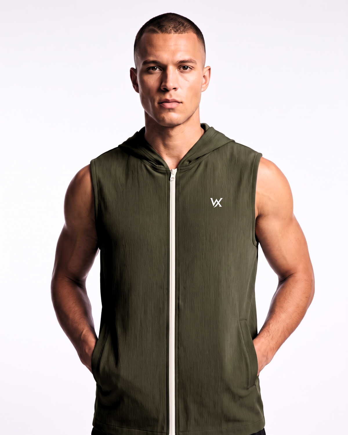 WarriorX Men’s Performance Sleeveless Zip-Up Hoodie Vest