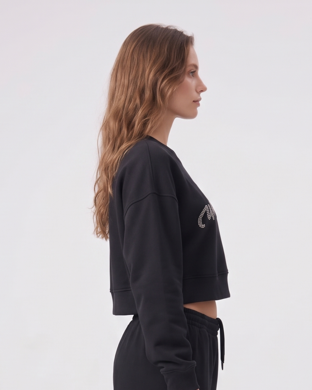 WarriorX Crystal Script Crop Sweatshirt