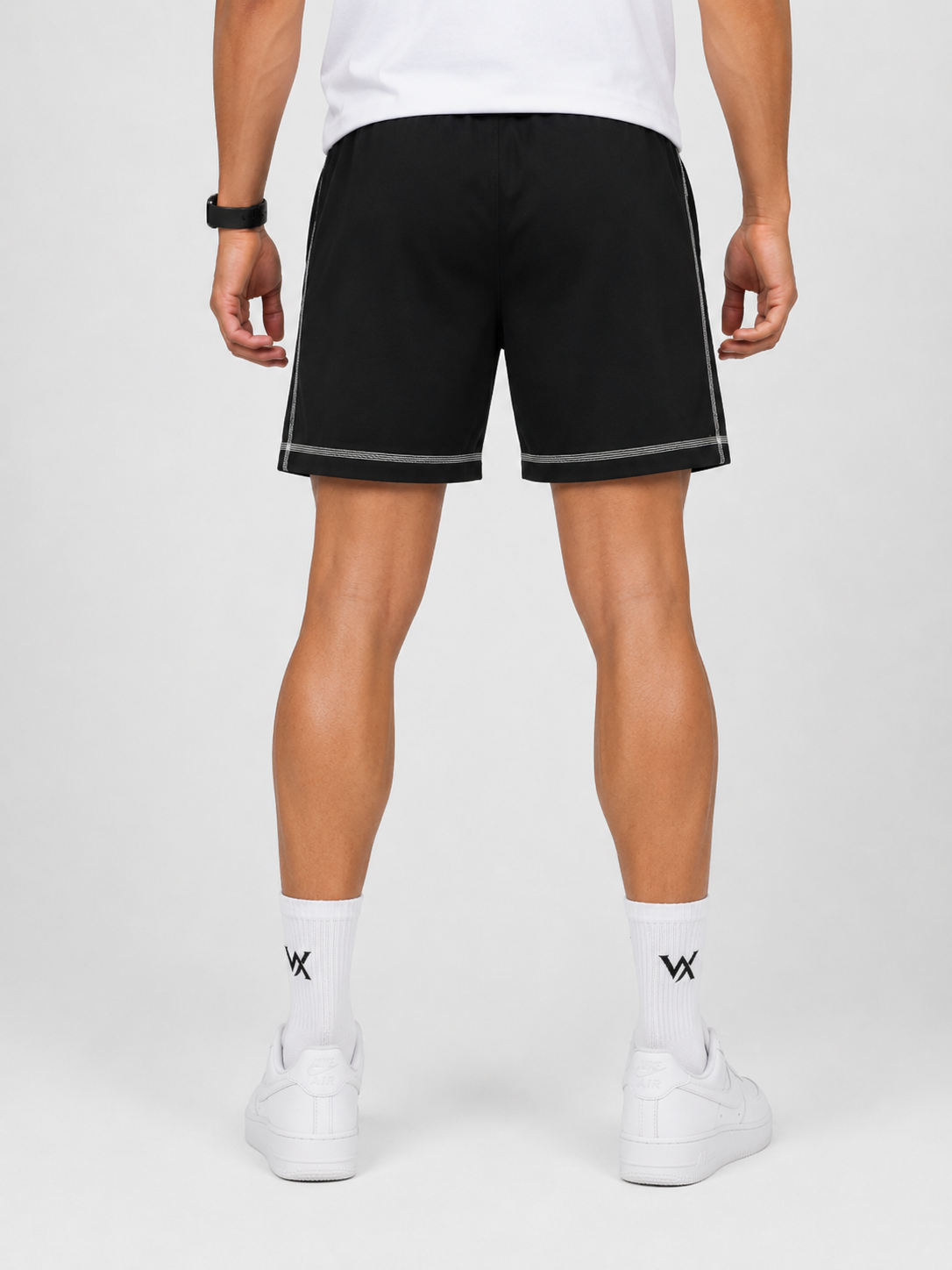 WarriorX Black Contrast Stitch Athletic Shorts