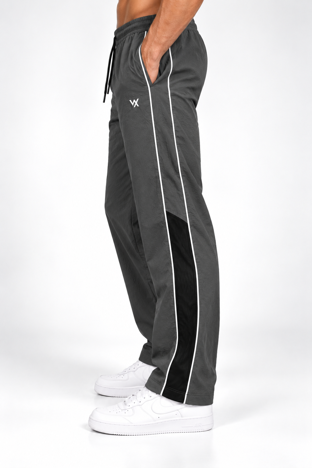 WarriorX Men's Textured Straight-Fit Grey Track Pants