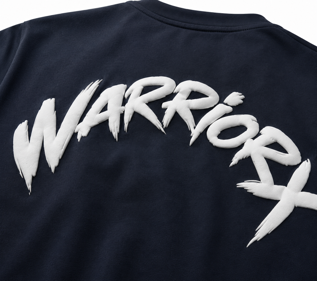 WarriorX Men’s Navy Blue Oversized Puff Print T-Shirt