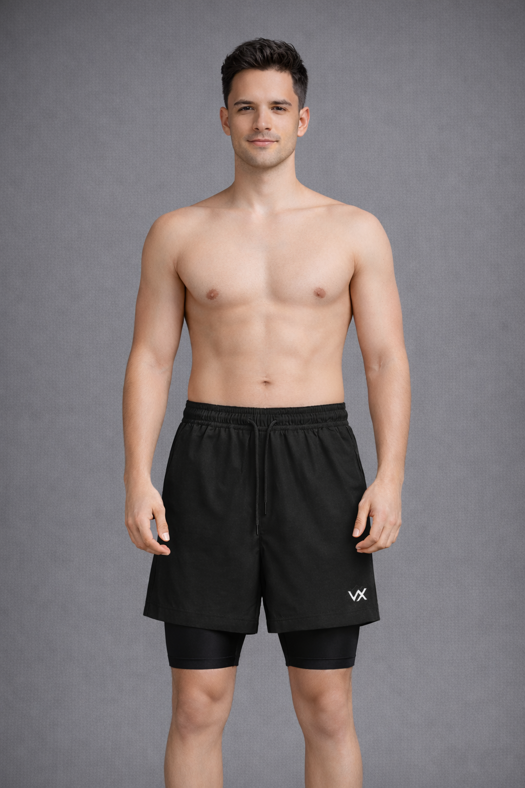 WarriorX Men’s Workout Banana Crush Nylon Shorts with Built-In Compression Liner