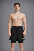 WarriorX Men’s Workout Banana Crush Nylon Shorts with Built-In Compression Liner