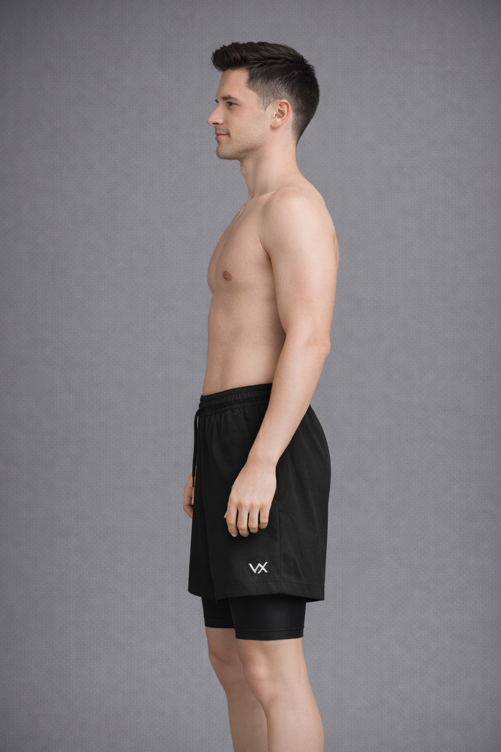 WarriorX Men’s Workout Banana Crush Nylon Shorts with Built-In Compression Liner