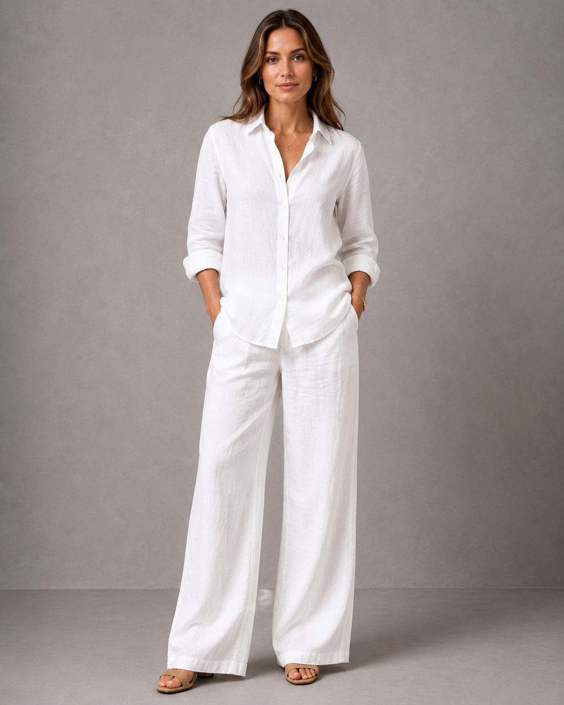 Women's Premium Linen Full Sleeve Shirt & Trouser Co-ord Set