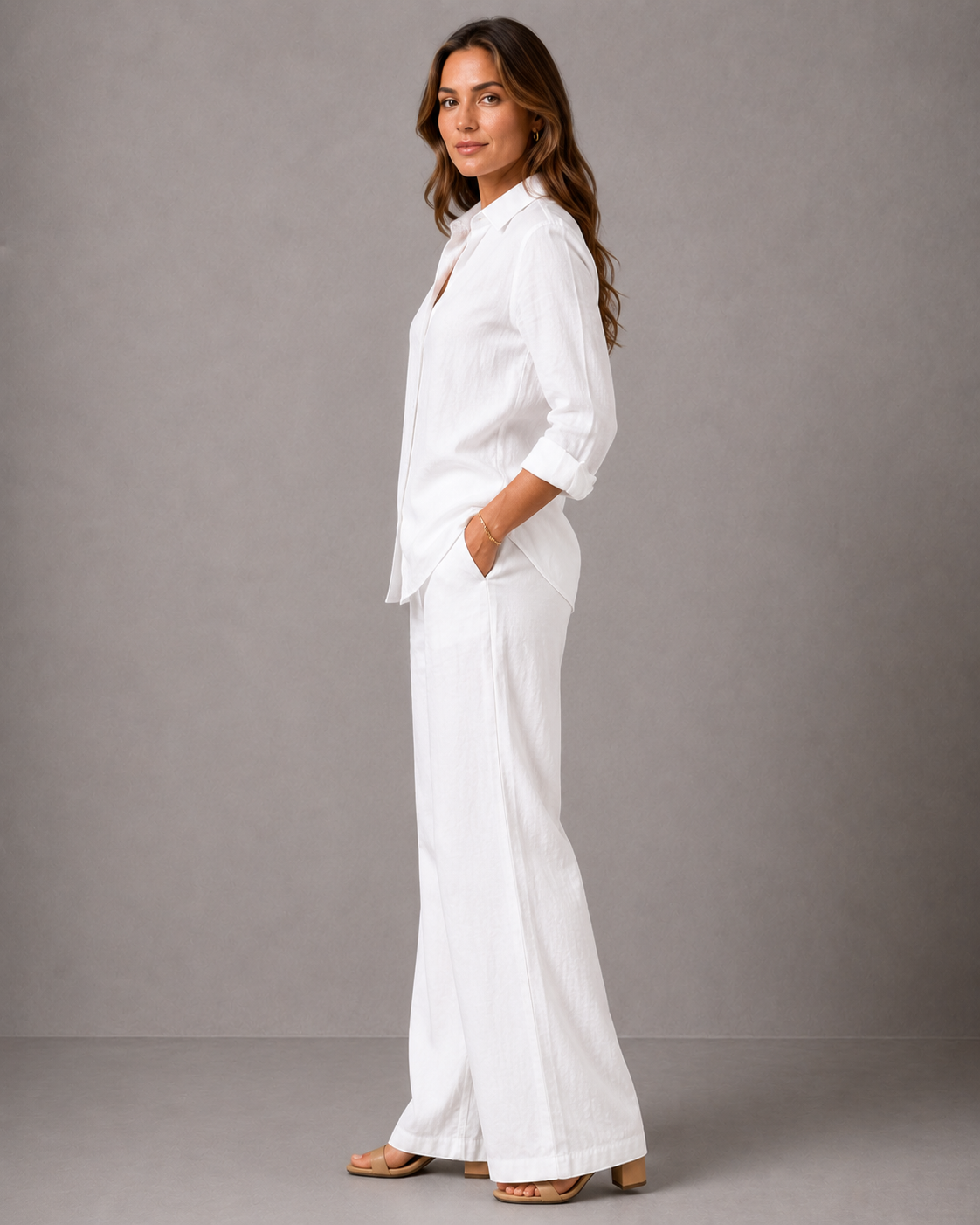 Women's Premium Linen Full Sleeve Shirt & Trouser Co-ord Set