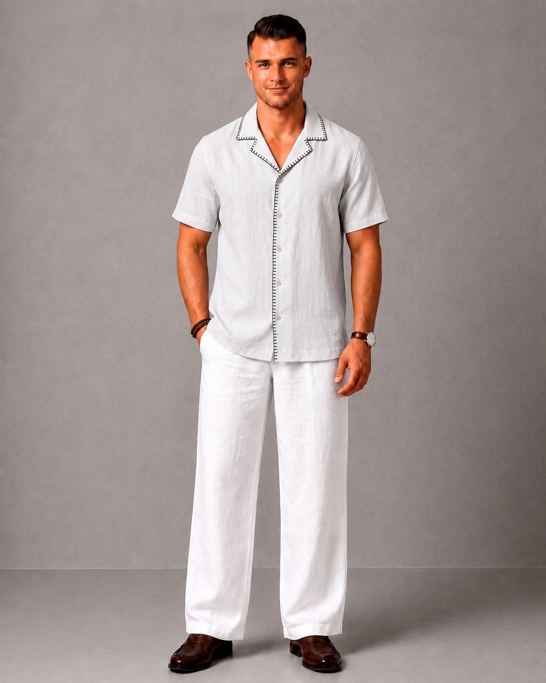 WarriorX Men's Premium Contrast Stitch Linen Cordset