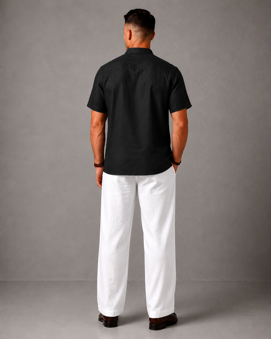 WarriorX Men's Leaf Embroidered Linen Co-Ord Set