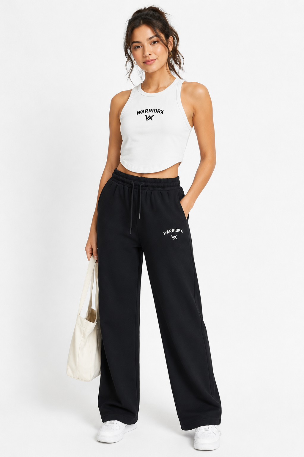 WOMEN COTTON TERRY CORD SET WITH TANK TOP AND STRAIGHT FIT TROUSER