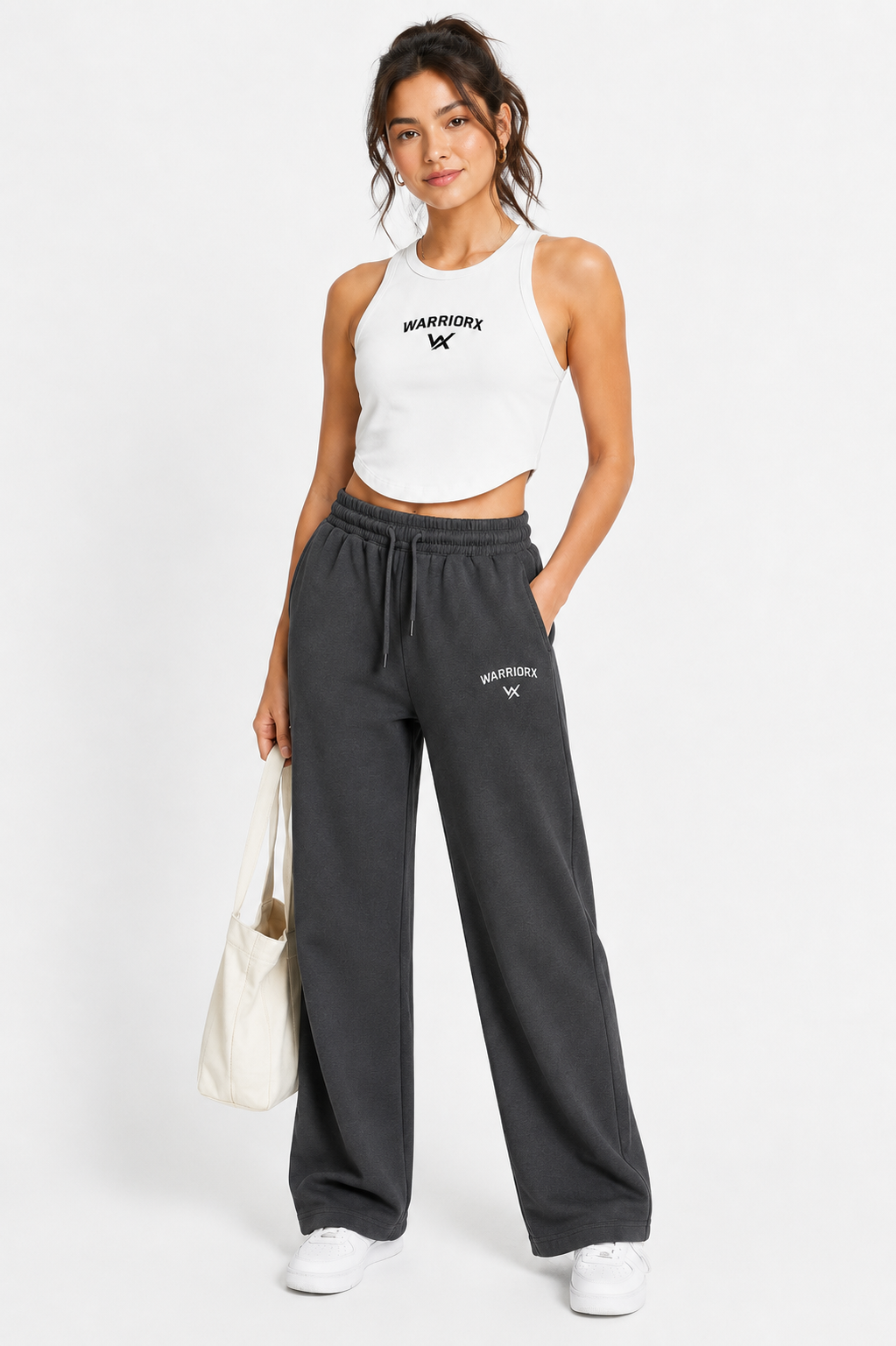 WOMEN COTTON TERRY CORD SET WITH TANK TOP AND STRAIGHT FIT TROUSER