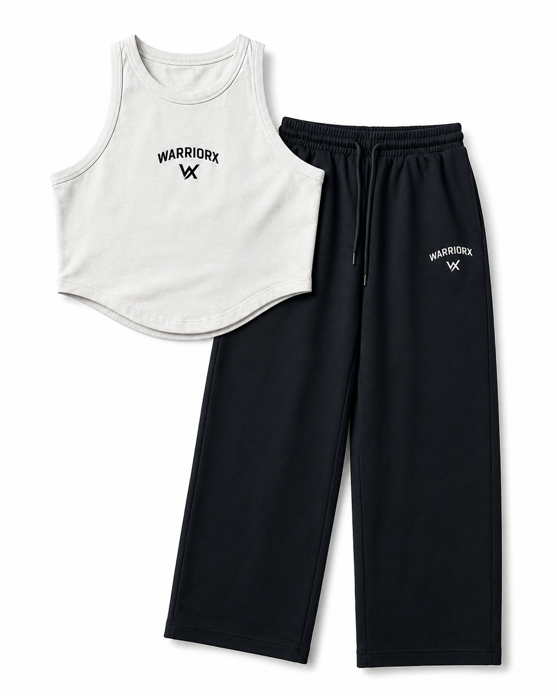 WOMEN COTTON TERRY CORD SET WITH TANK TOP AND STRAIGHT FIT TROUSER