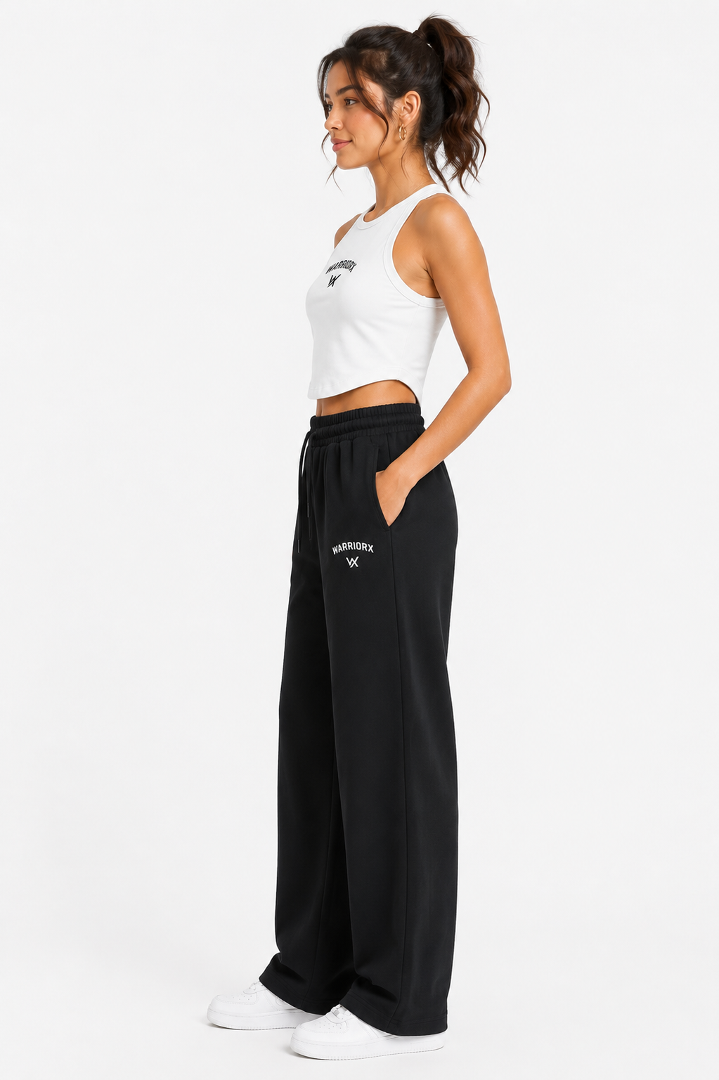 WOMEN COTTON TERRY CORD SET WITH TANK TOP AND STRAIGHT FIT TROUSER