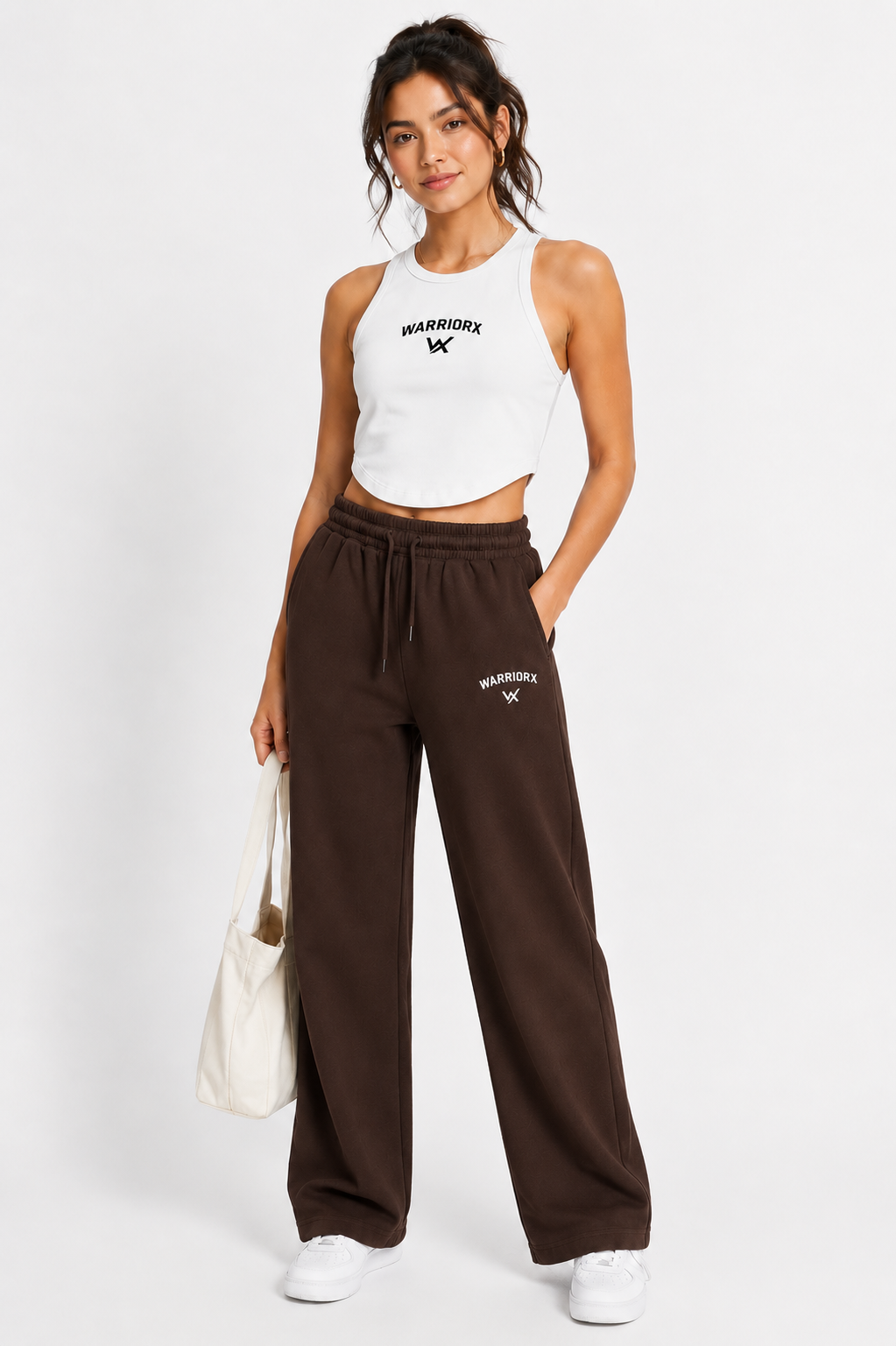 WOMEN COTTON TERRY CORD SET WITH TANK TOP AND STRAIGHT FIT TROUSER