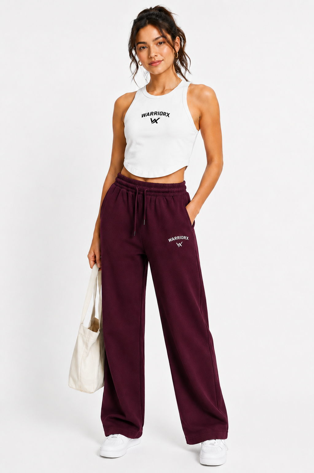 WOMEN COTTON TERRY CORD SET WITH TANK TOP AND STRAIGHT FIT TROUSER