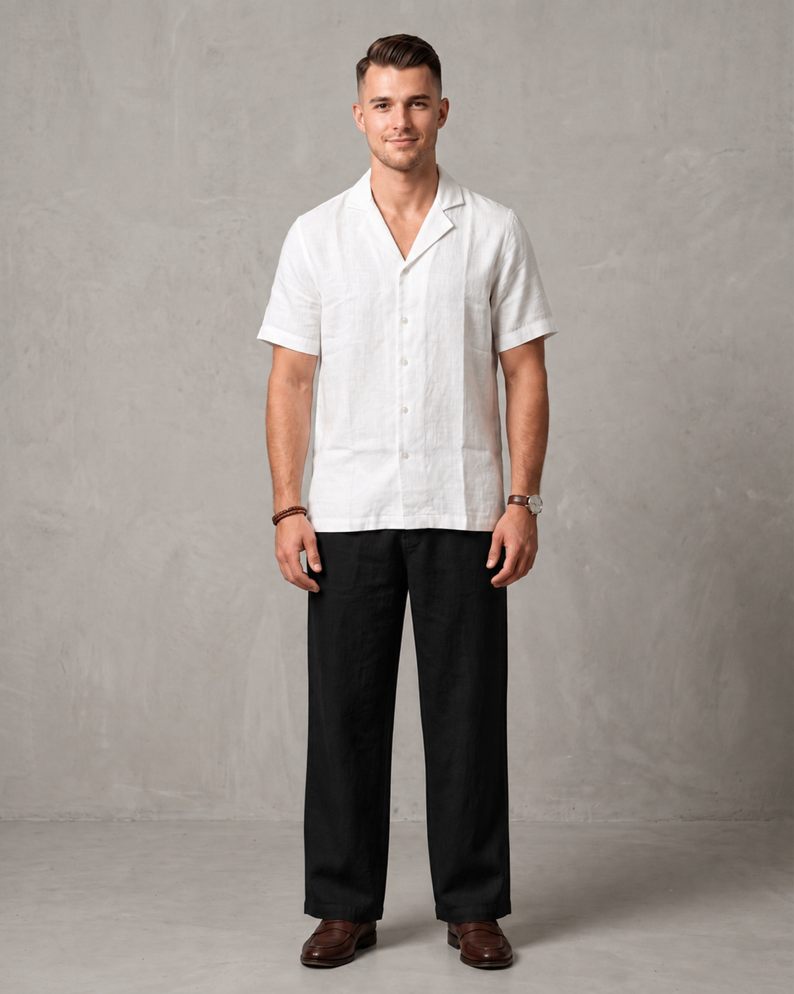 Men's Premium Linen Shirt & Black Trouser Set