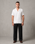 Men's Premium Linen Shirt & Black Trouser Set