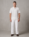 Men's Premium Mandarin Collar Linen Shirt & Trouser Set