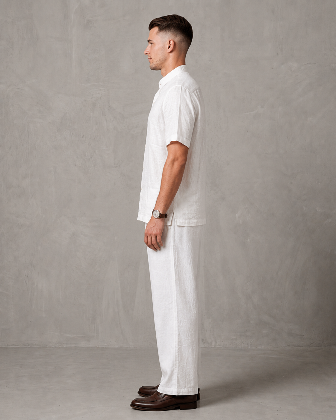 Men's Premium Mandarin Collar Linen Shirt & Trouser Set