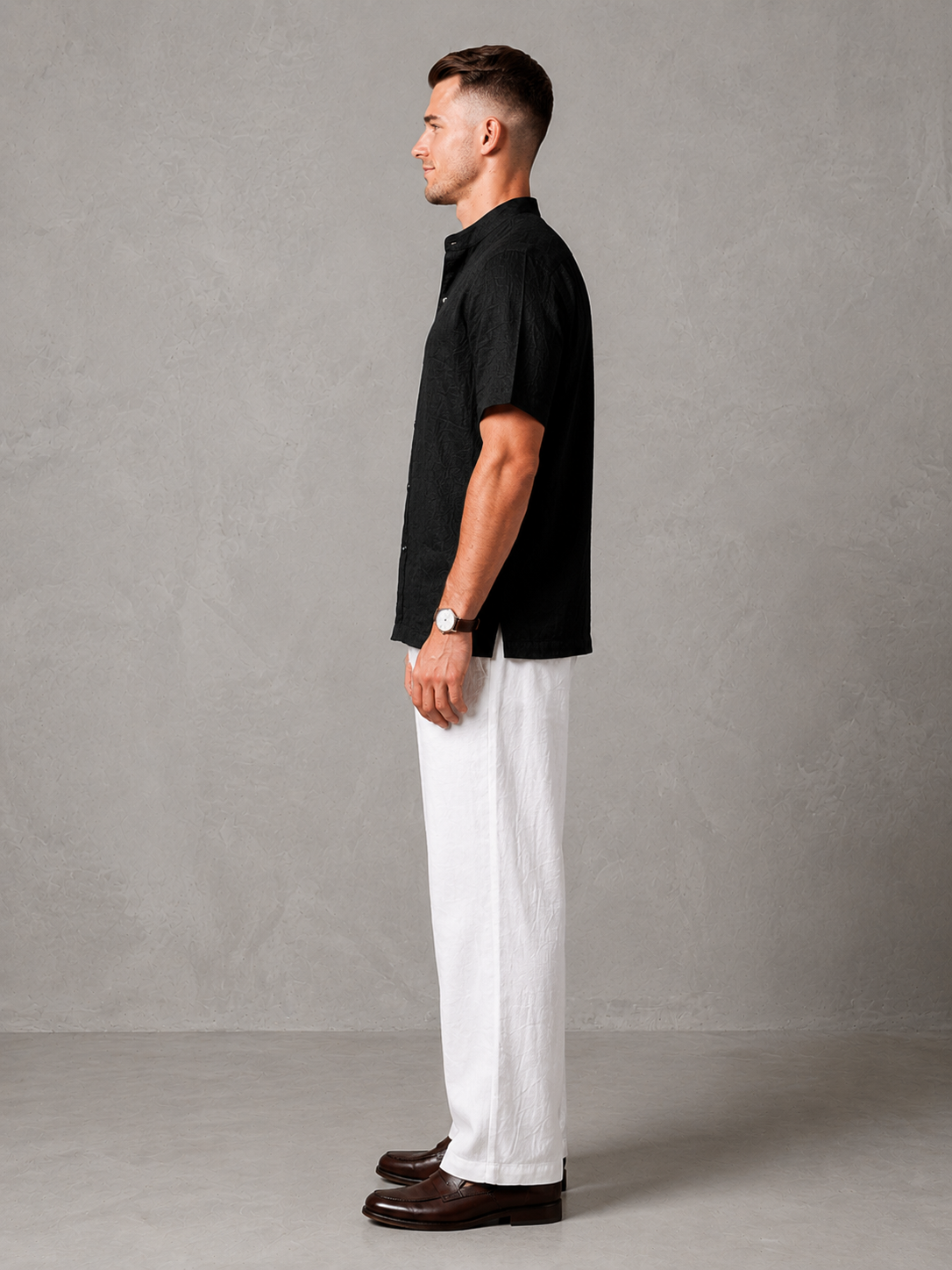 Men's Premium Mandarin Collar Linen Shirt & Trouser Set