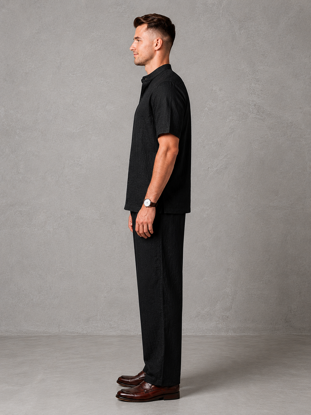 Men's Premium Mandarin Collar Linen Shirt & Trouser Set