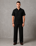 Men's Premium Mandarin Collar Linen Shirt & Trouser Set