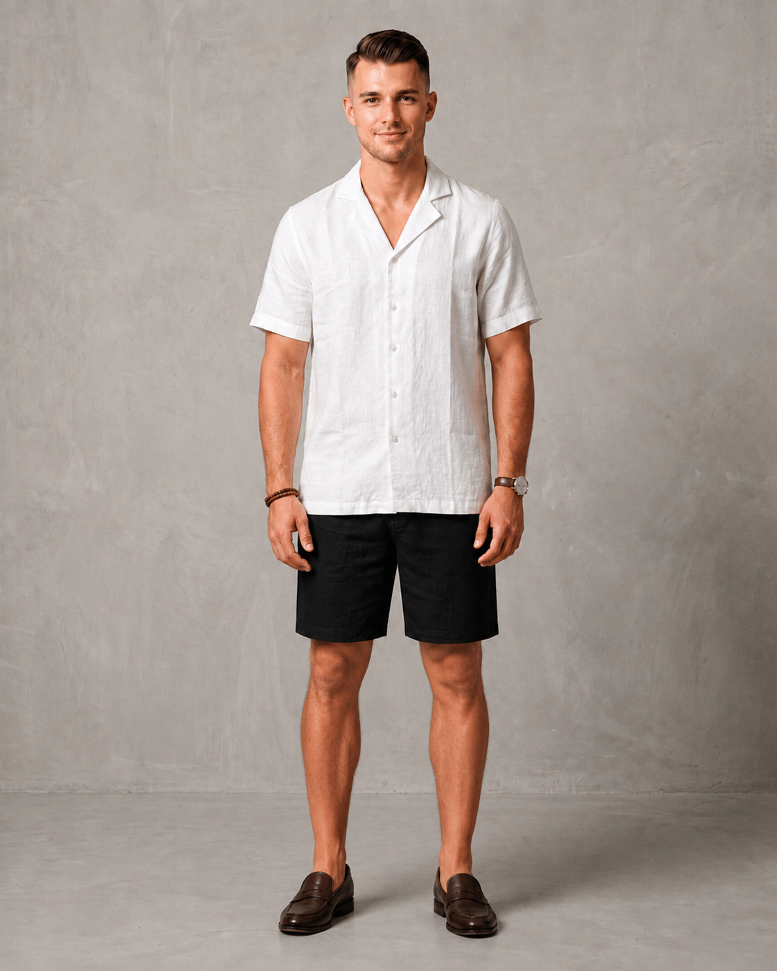 Men's Premium Linen white Shirt & shorts Set Regular