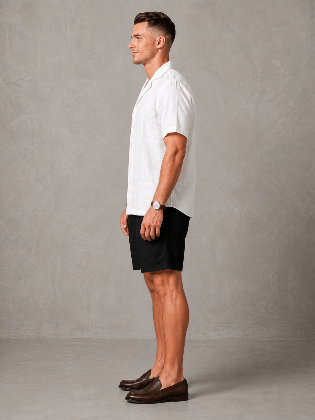 Men's Premium Linen white Shirt & shorts Set Regular