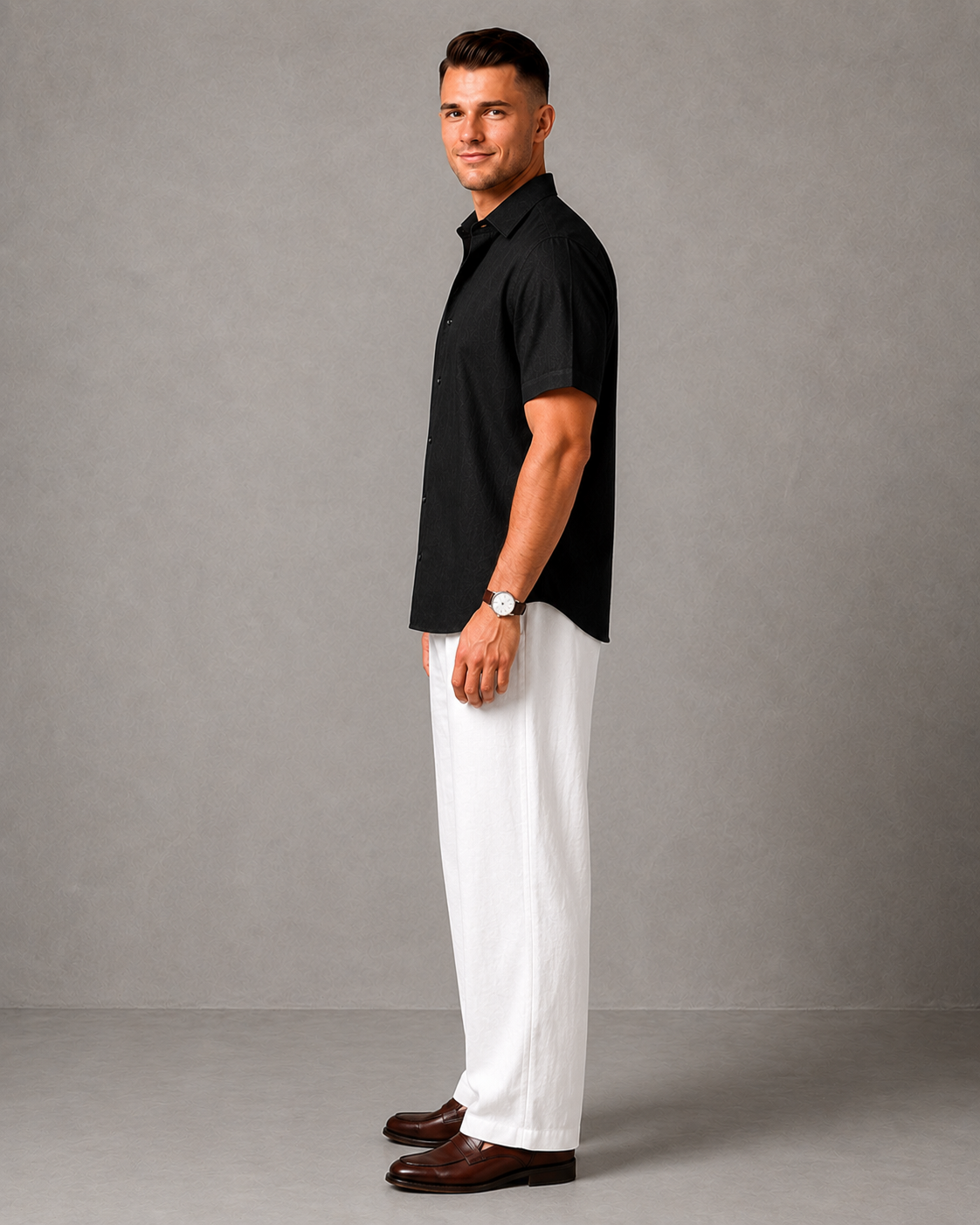 Men's Premium Linen Resort Black Shirt & Trouser Set