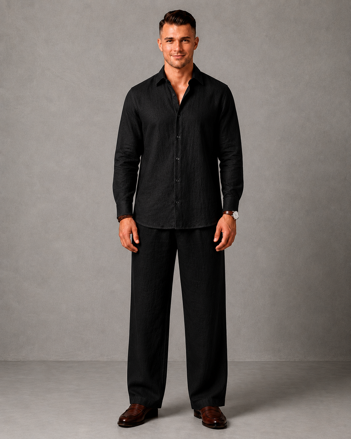 Men's Premium Linen Full Sleeve Shirt & Trouser Co-ord Set