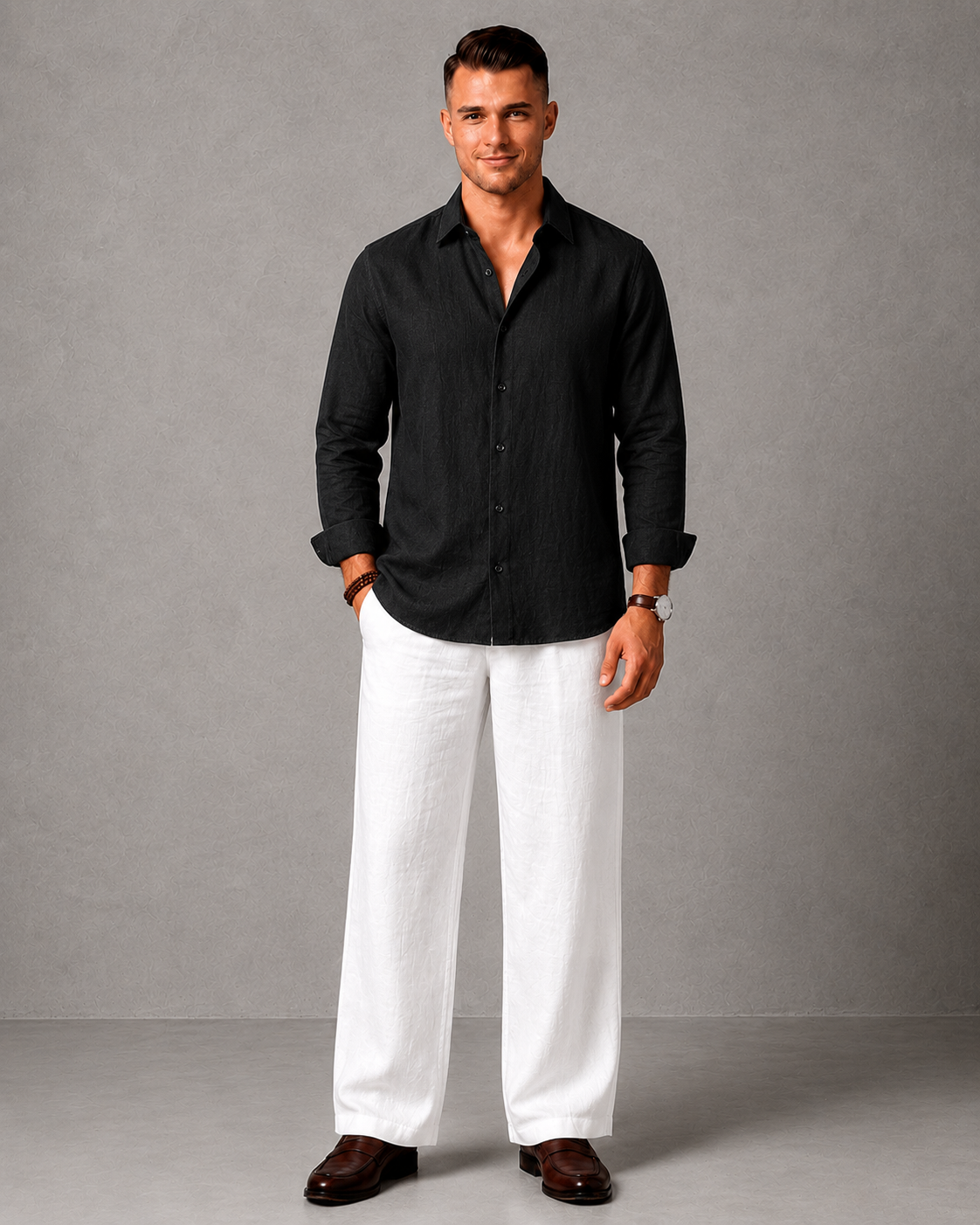 Men's Premium Linen Full Sleeve Shirt & Trouser Co-ord Set