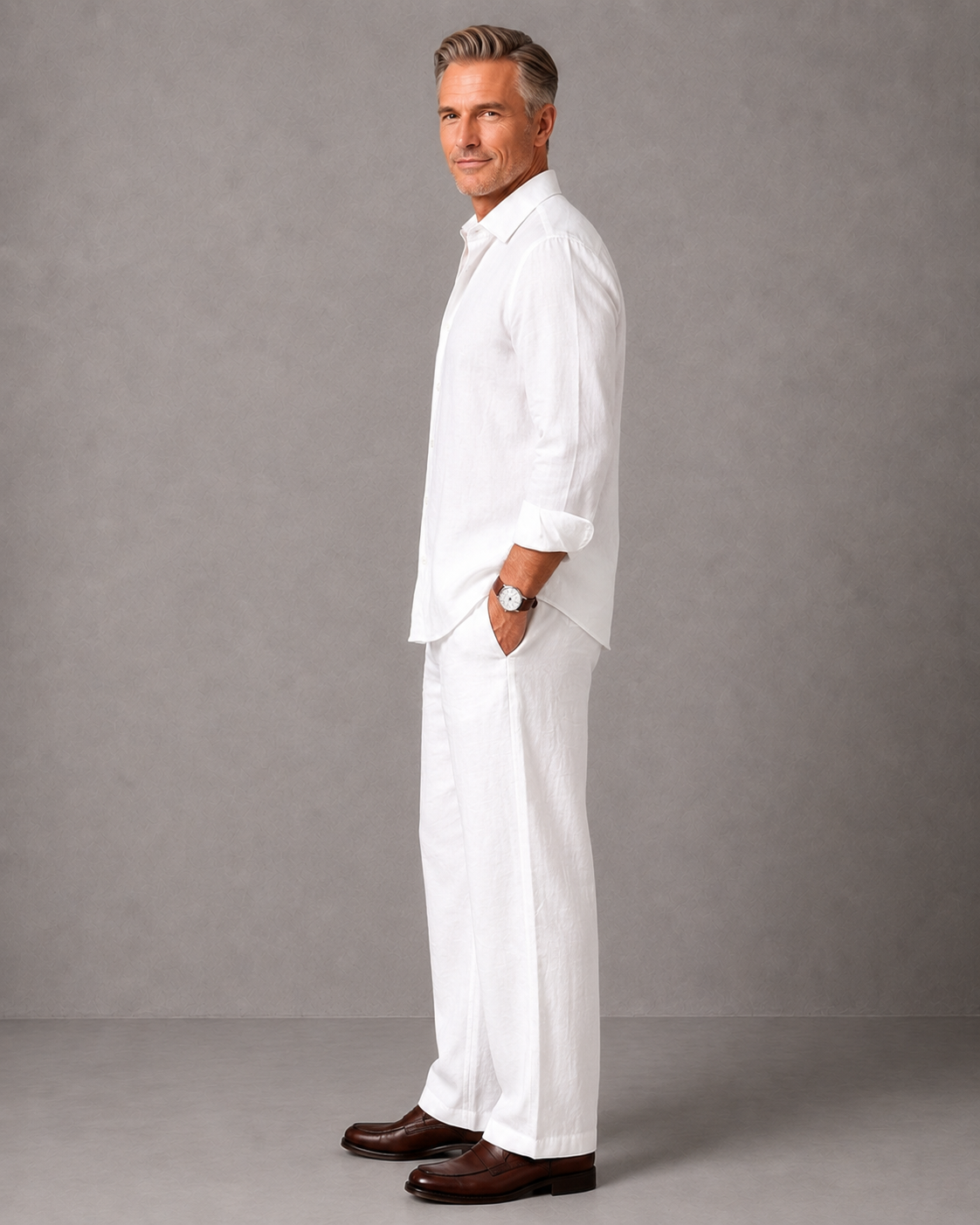 Men's Premium Linen Full Sleeve Shirt & Trouser Co-ord Set