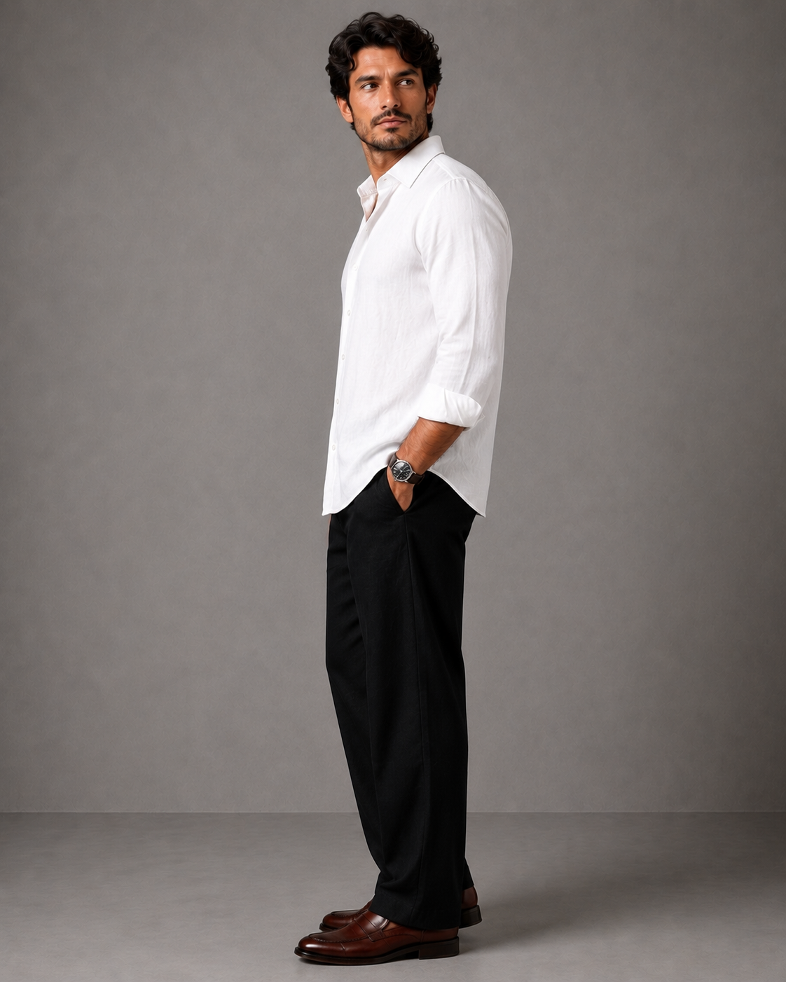Men's Premium Linen Full Sleeve white Shirt & Trouser Co-ord Set
