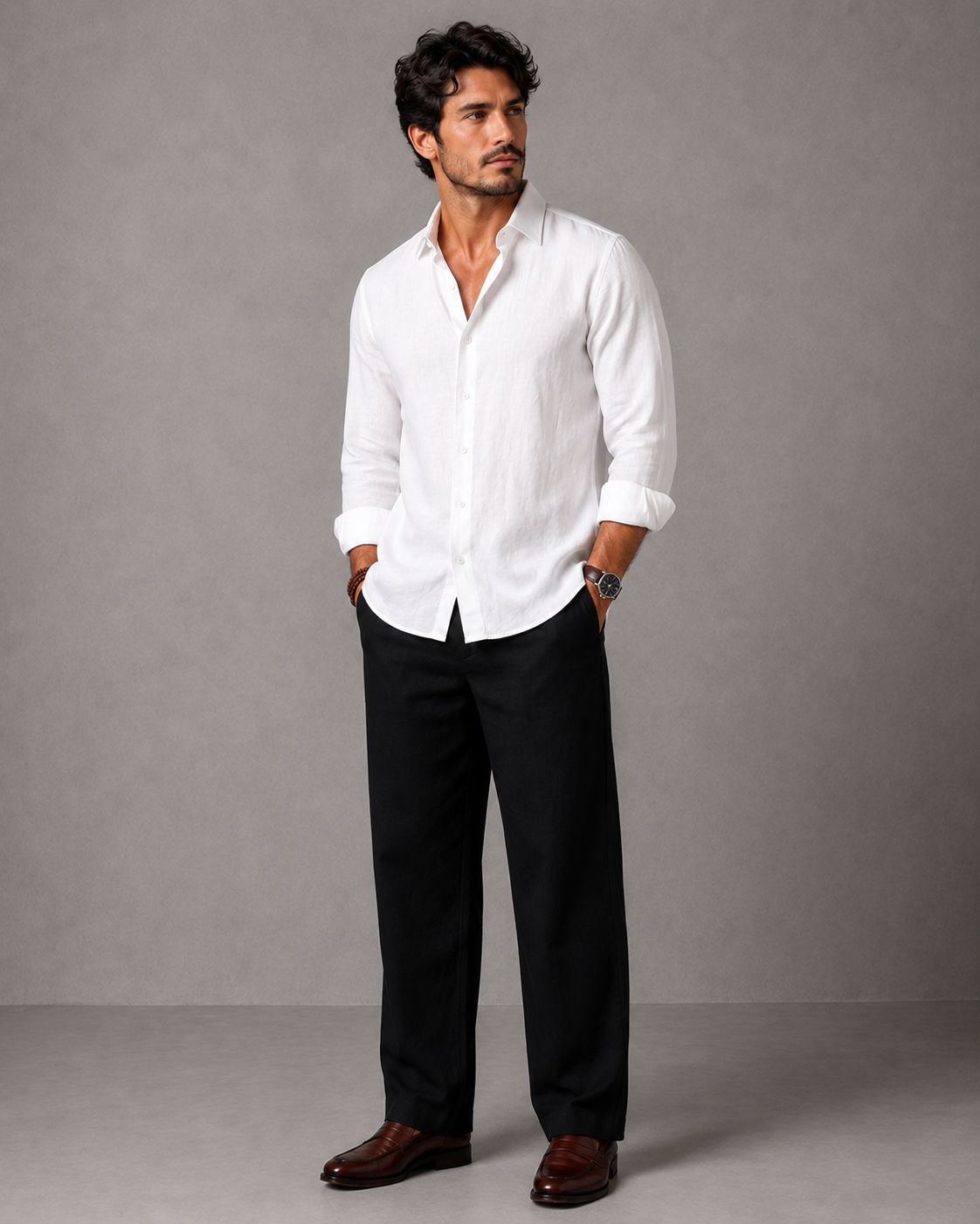 Men's Premium Linen Full Sleeve white Shirt & Trouser Co-ord Set
